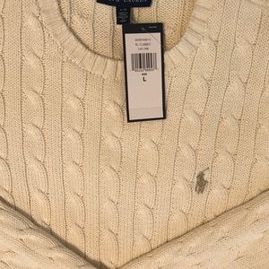 NEW Ralph Lauren Cable Knit Crew Neck Sweater L